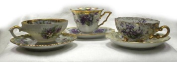 Gold-trimmed and flower patterned teacups, sets, individuals and more.